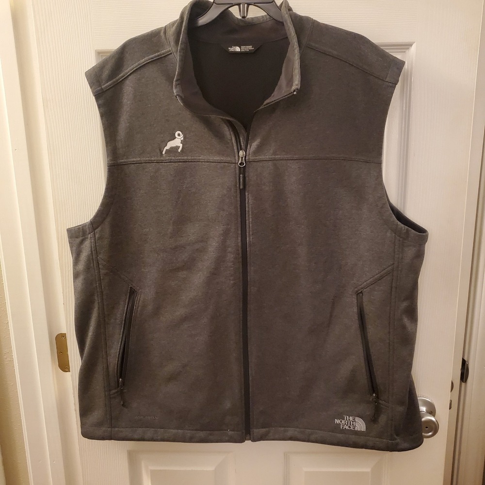 The North Face Men's Windwall Vest 2XL Gray Zip Pockets Ram Logo‎ Outdoor XXL
